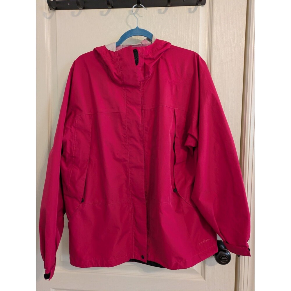 LL Bean Trail Model Rain Jacket Women’s XL Pink Full Zip Hooded Outdoors Pockets